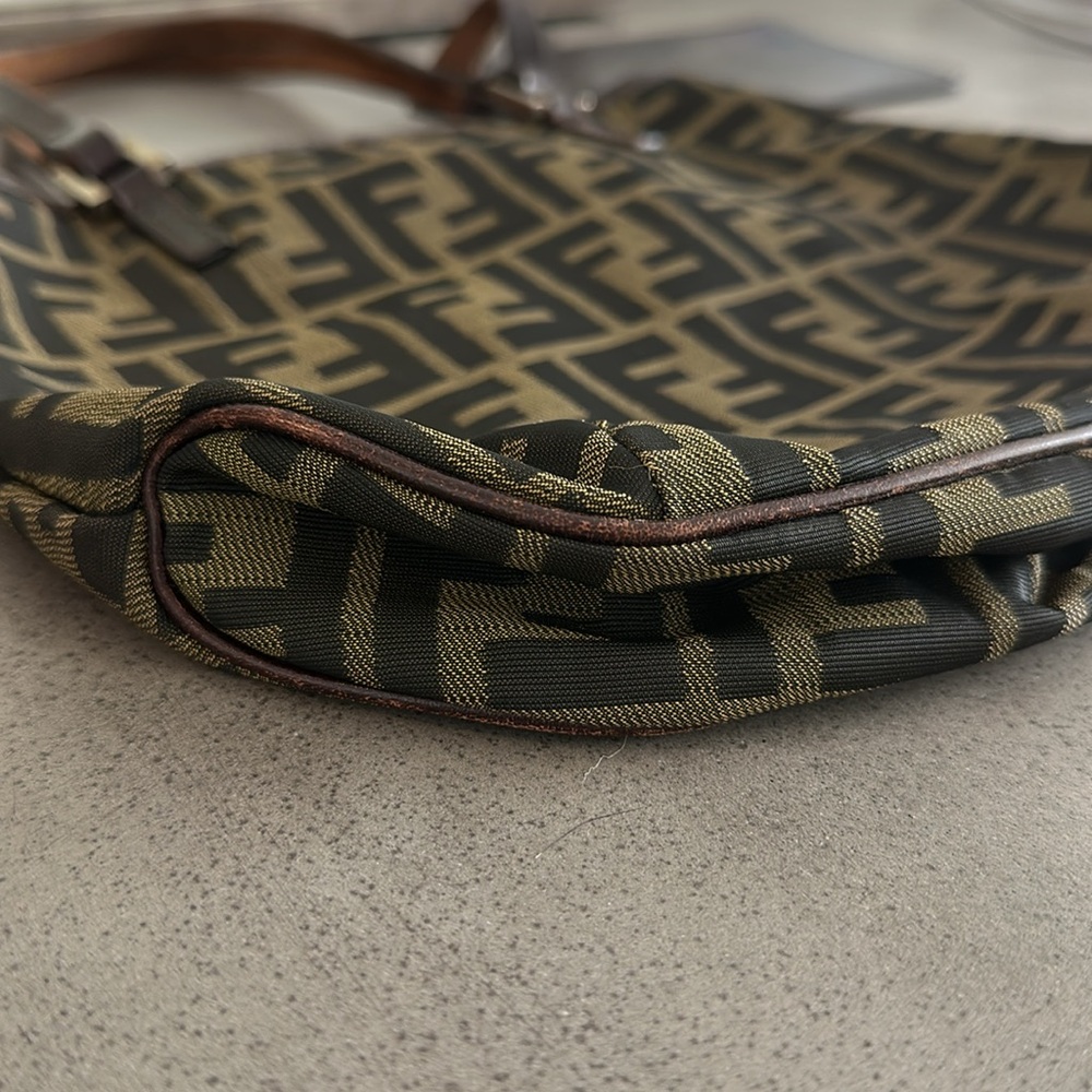 FENDI Zucca Canvas Tote Bag With Leather Pouch Vintage - Picture 5 of 13